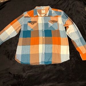 Levi's Men's Casual Plaid Shirt - Blue, Orange, White SZ XL